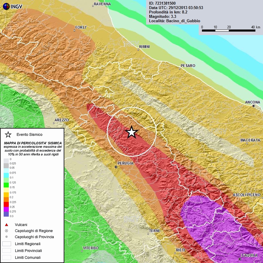 TERREMOTO CONTINUA LO SCIAME A GUBBIO UMBRIA