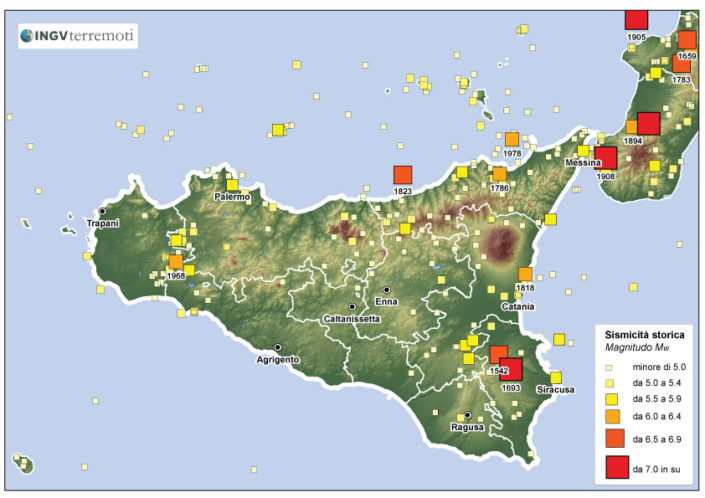 I terremoti degli ultimi mille anni in Sicilia [fonte: http://emidius.mi.ingv.it/CPTI11].
